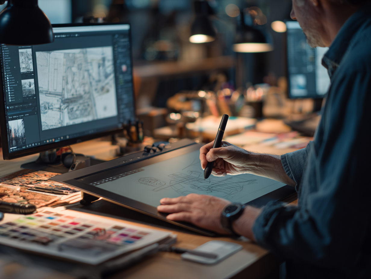 Designers reviewing mobile prototypes on devices